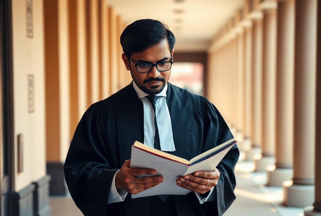 SwiftLedger advocate reviewing a case file before a hearing